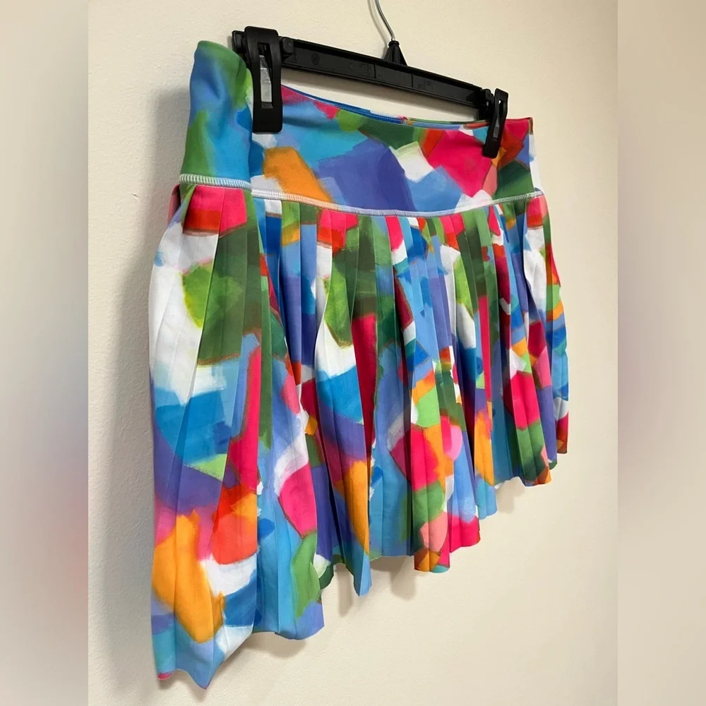 70° x Meghan Rosenthal Colorful Abstract Art Pleated Tennis Skort size Large